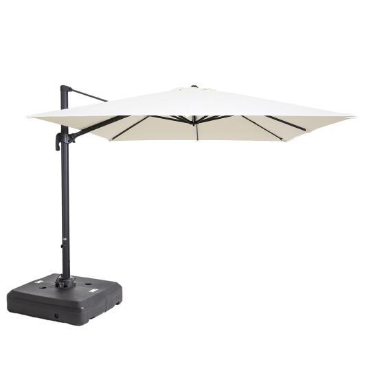 Parasol excéntrico (3 x 3m) giratorio 360° y Base con ruedas de 100 L para contrapesar