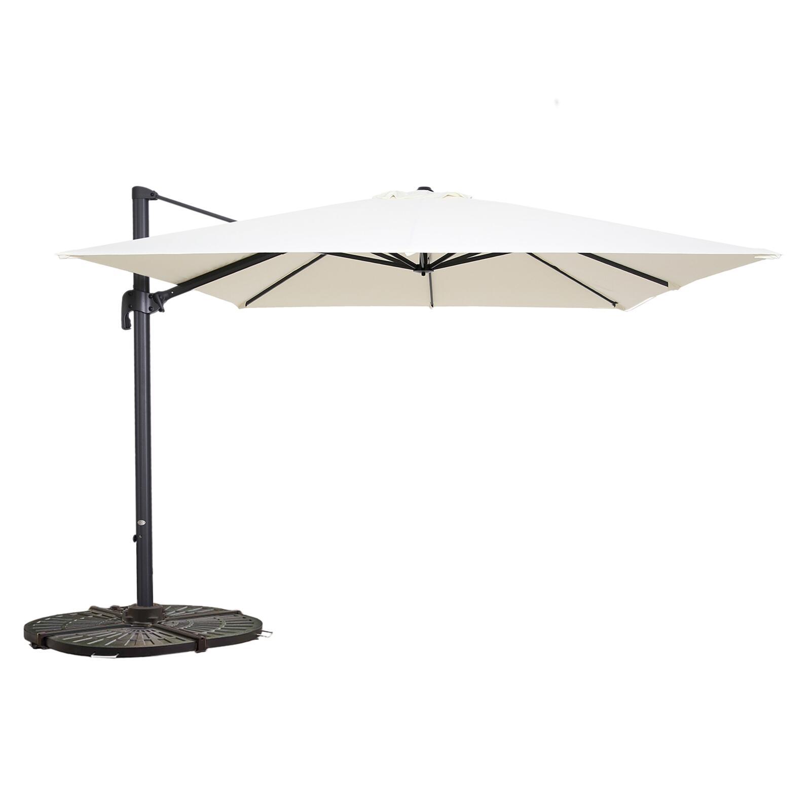 Parasol excéntrico cuadrado (3 x 3 m) giratorio de 360° et 4 losas lastradas
