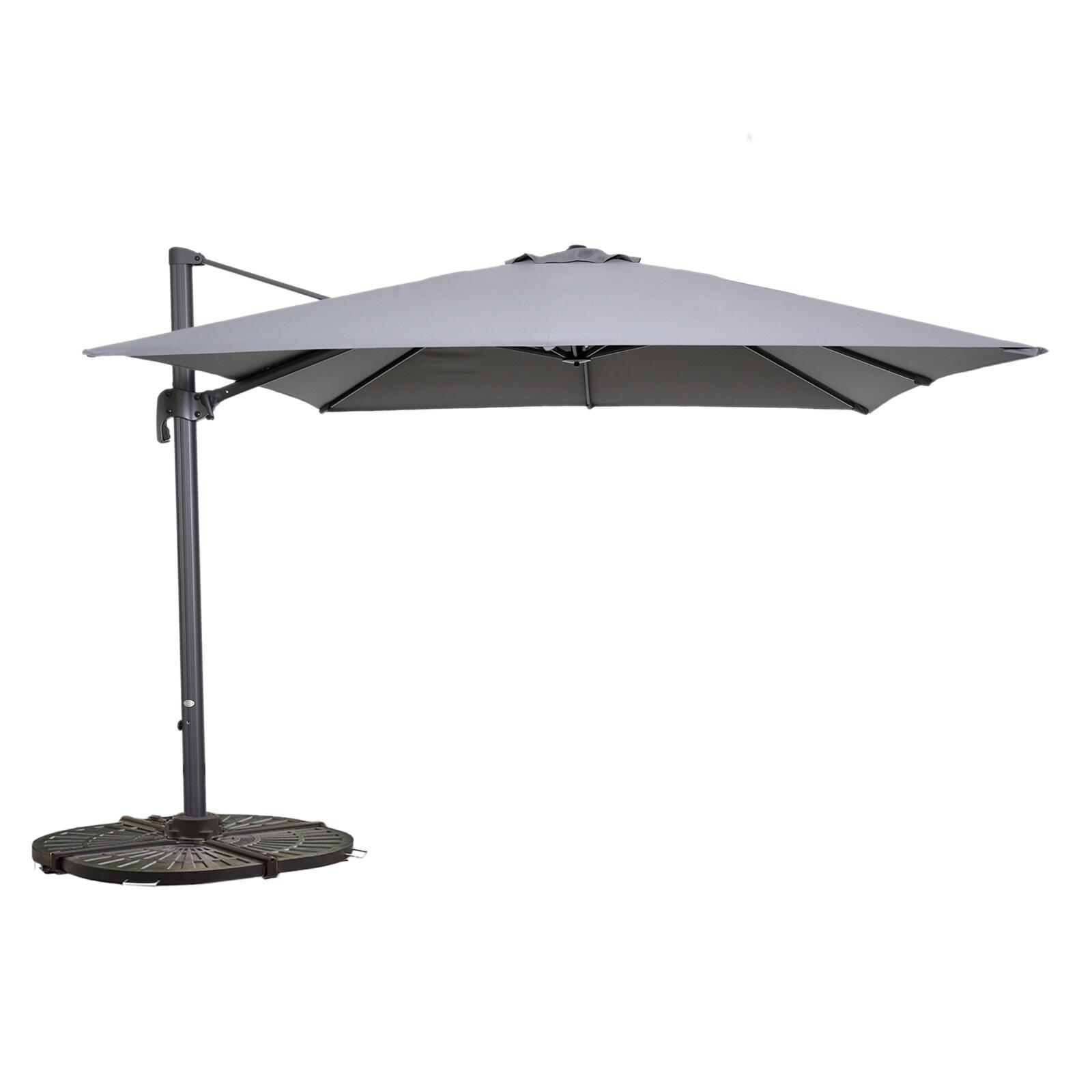 Parasol excéntrico cuadrado (3 x 3 m) giratorio de 360° et 4 losas lastradas