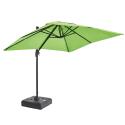 Parasol excéntrico rectangular giratorio 360° (2 x 3m) y base con ruedas de 100L para contrapeso