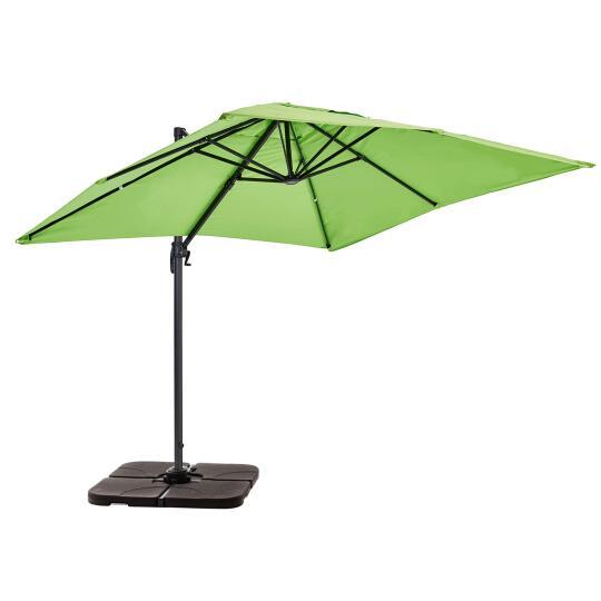 Parasol excéntrico rectangular (2x3m) giratorio 360° y 4 losas para rellenar y estabilizar