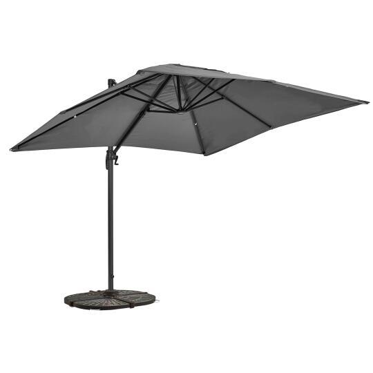 Sombrilla colgante rectangular orientable a 360° (2 x 3 m) y 4 losas lastradas
