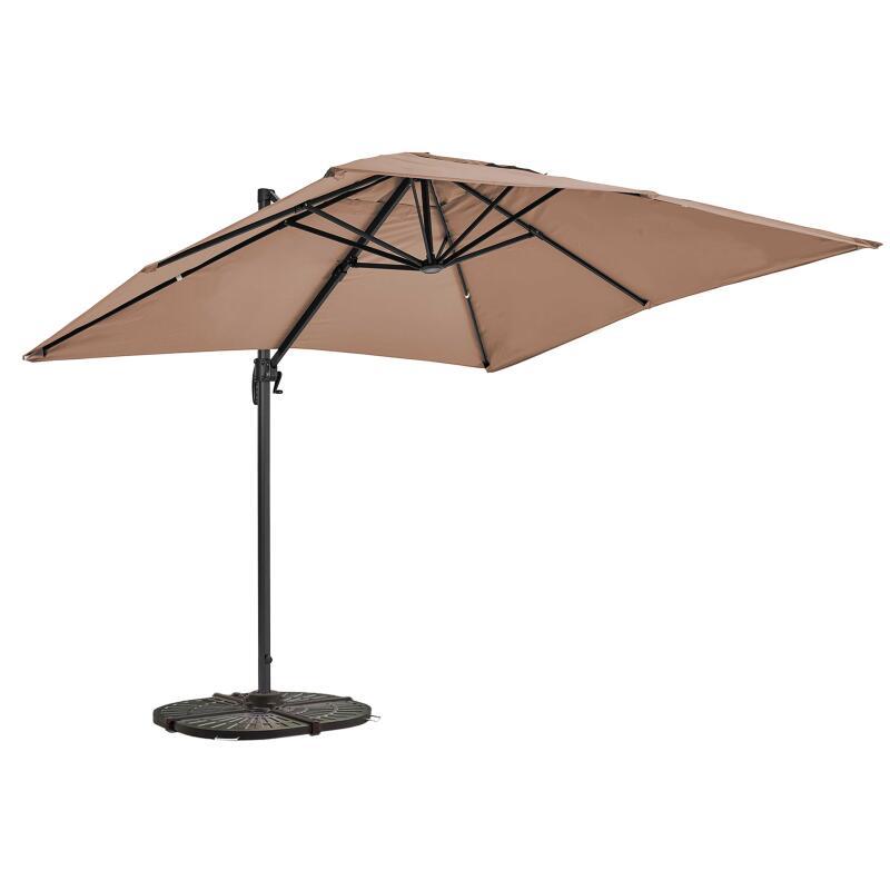 Sombrilla colgante rectangular orientable a 360° (2 x 3 m) y 4 losas lastradas