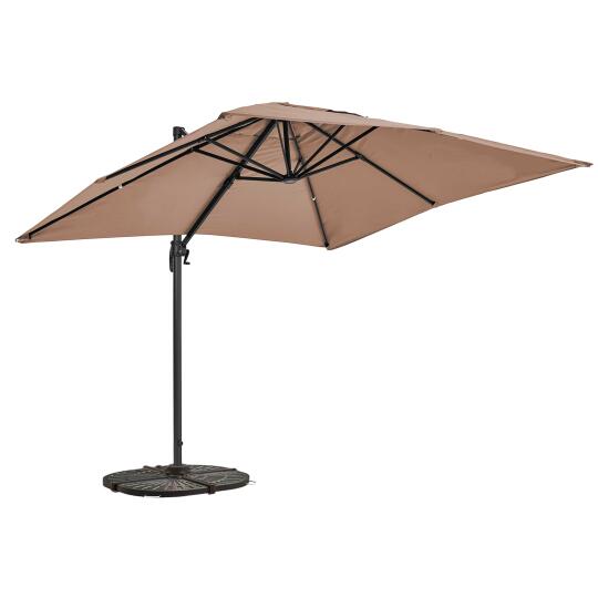 Sombrilla colgante rectangular orientable a 360° (2 x 3 m) y 4 losas lastradas