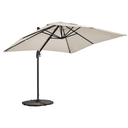 Sombrilla colgante rectangular orientable a 360° (2 x 3 m) y 4 losas lastradas