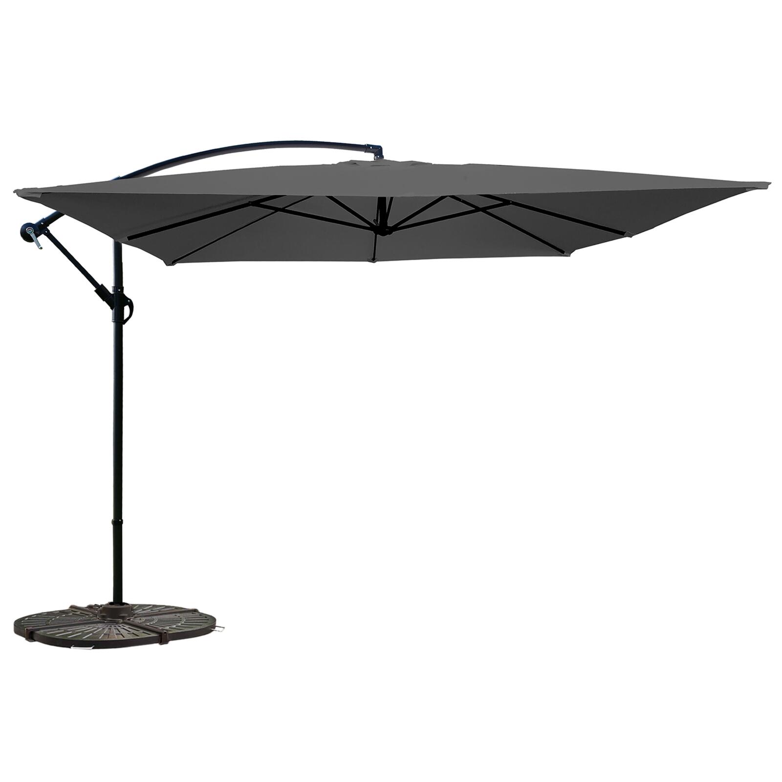 Parasol excéntrico (3 x 3 m) y 4 losas lastradas
