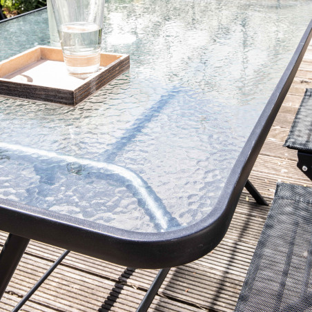 Mesa de jardín rectangular 130x80 cm y 4 sillas plegables