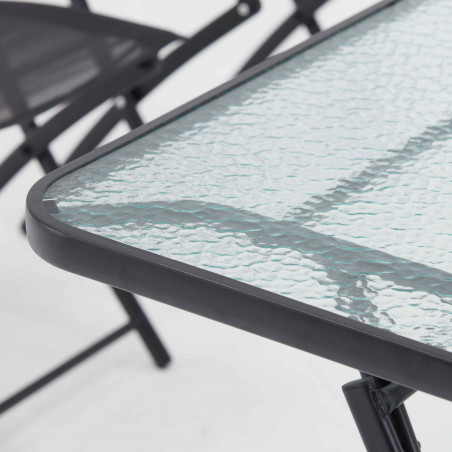 Mesa de jardín rectangular 130x80 cm y 4 sillas plegables