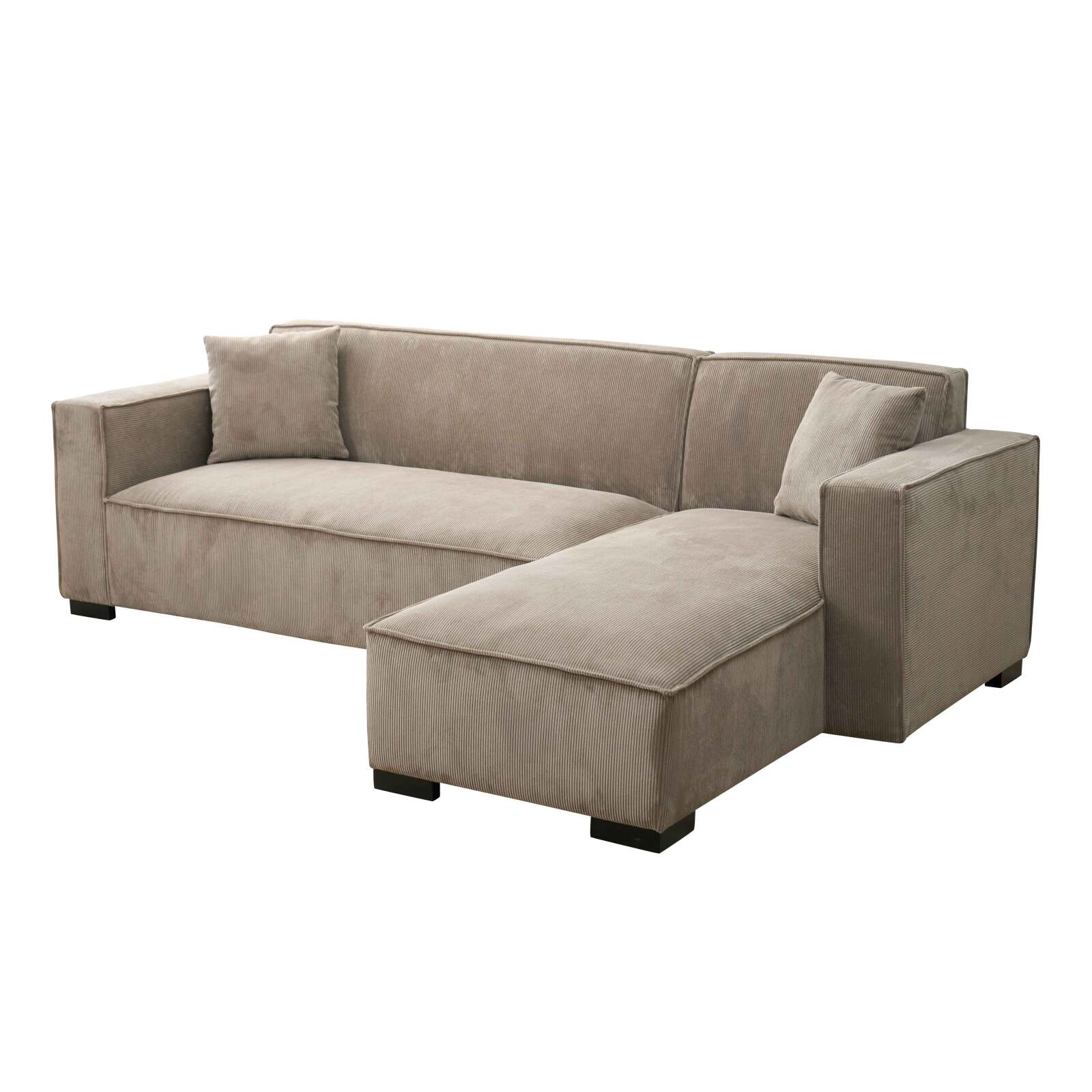 Sofá esquinero con chaise longue tela recta 3 plazas   