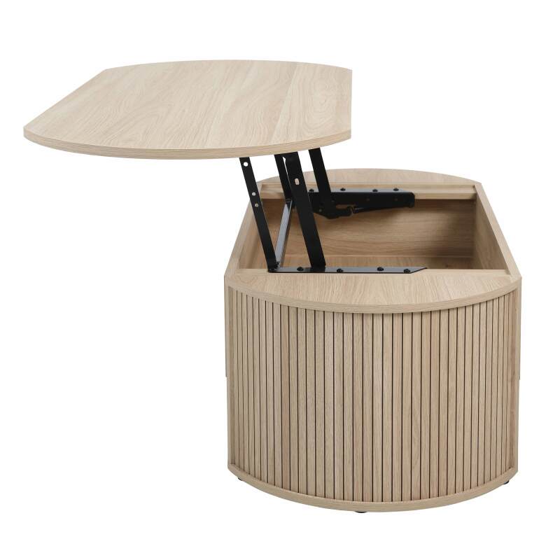 Mesa de centro elevable ovalada de melamina efecto madera (6/7)