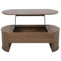 Mesa de centro elevable ovalada de melamina efecto madera