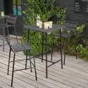 Mesa alta de jardín bistro cuadrada de metal 70x70 cm y 2 sillas altas - Lifestyle