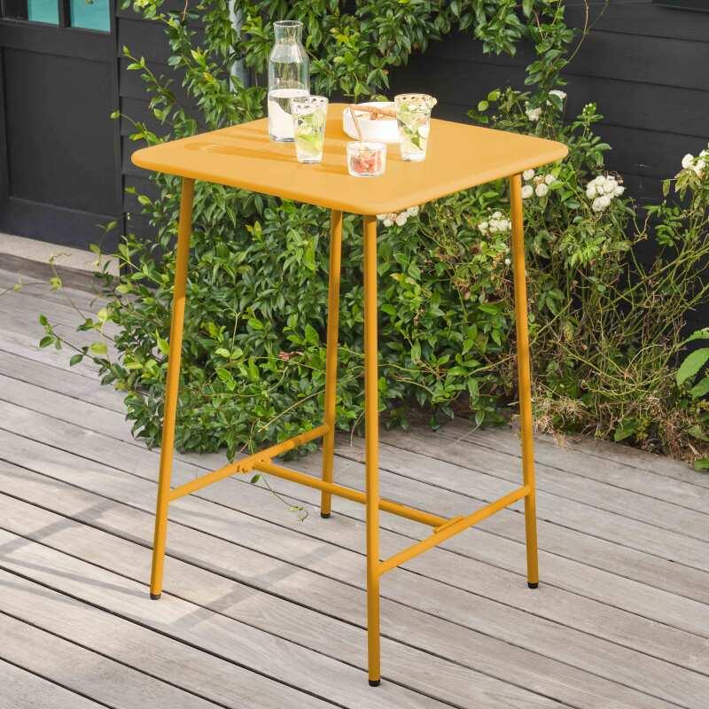 Table de restaurant haute carrée en métal (70 cm) - 4 places (3/4)