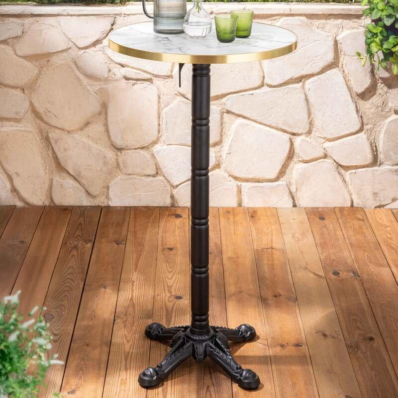 Mesa alta basculante Ø 60 cm de madera contrachapada con revestimiento de laminado y cantos de aluminio