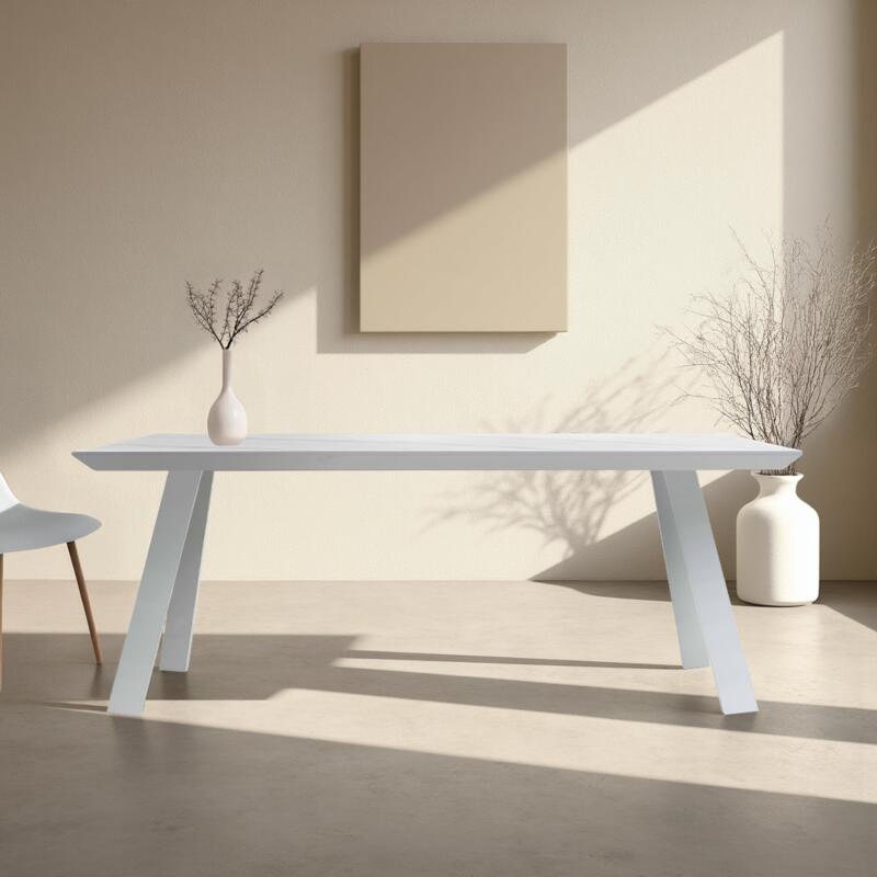 Mesa con tablero de cerámica de estilo escandinavo para 8 personas