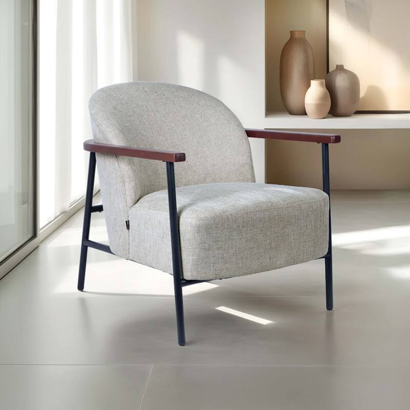Sillón relax en acero, madera y tela