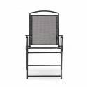 Mesa de jardín rectangular 140 x 80 cm, 6 sillas con reposabrazos y sombrilla