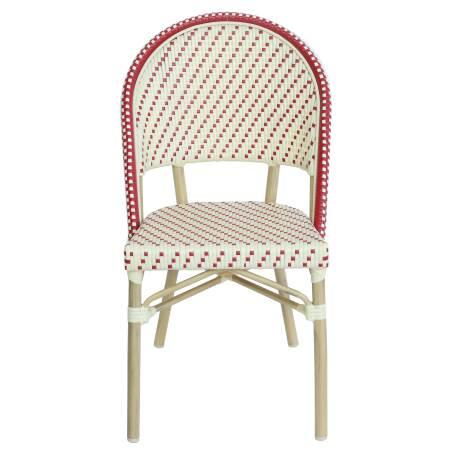 Silla de jardín estilo bistro parisino de aluminio y ratán sintético (3/6)