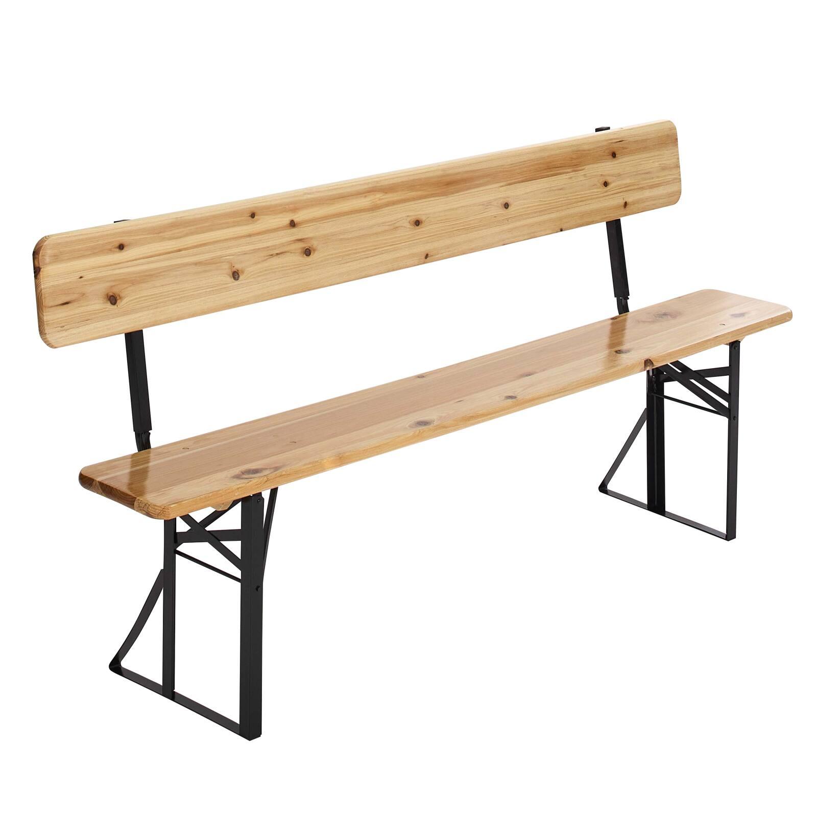 Conjunto de mesa y banco de madera de 180 cm con respaldo