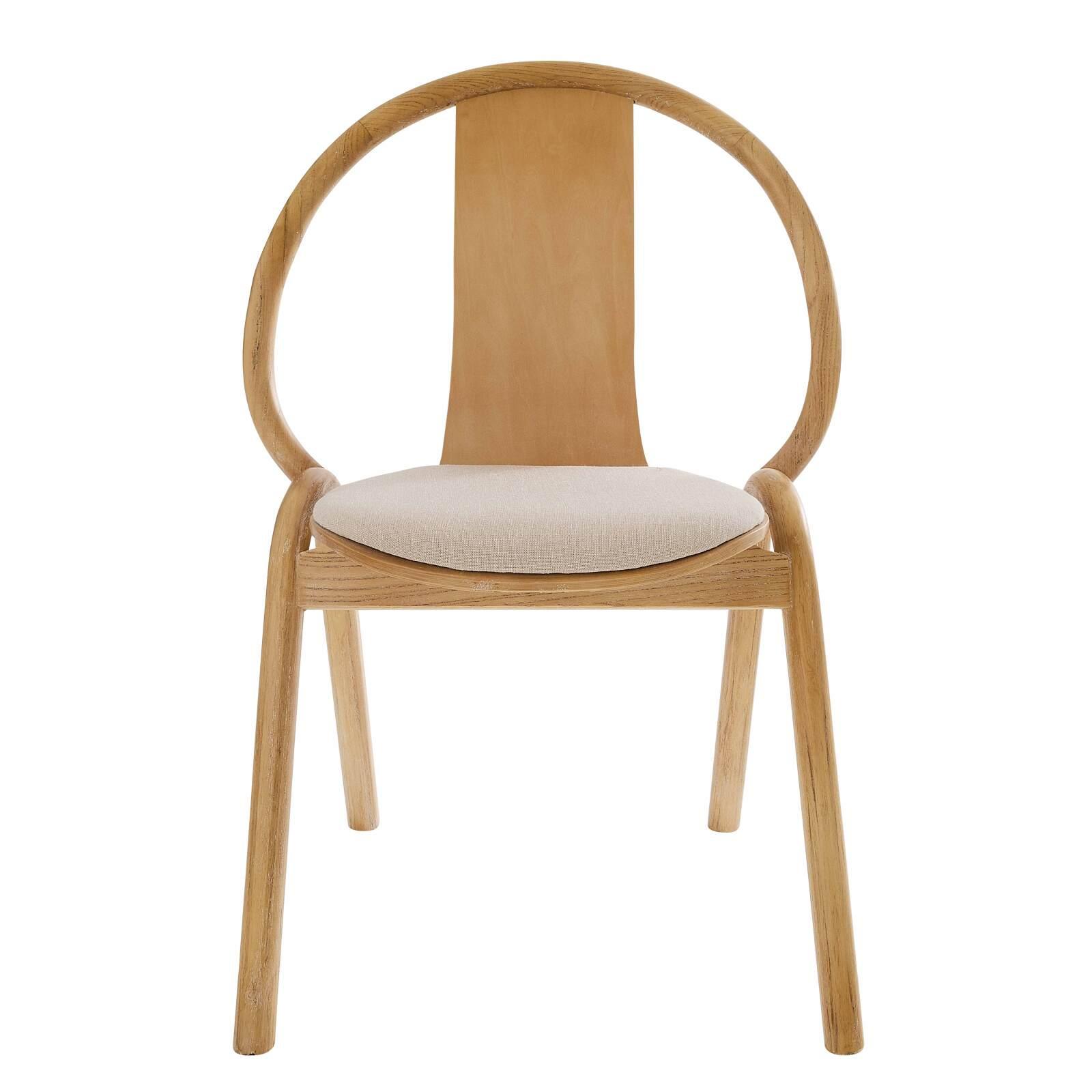 Lote de 2 sillas de madera de olmo con asiento de tela