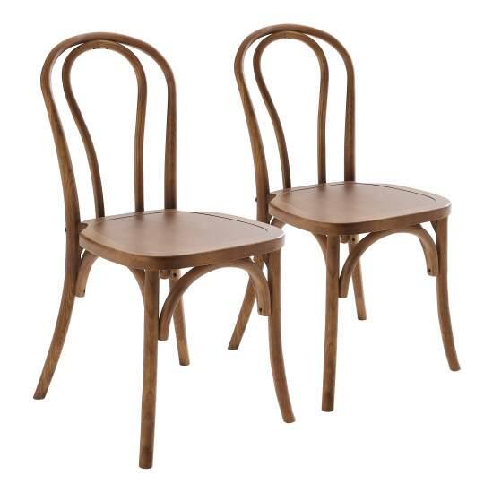 Conjunto de 2 sillas estilo bistró en madera de olmo oscuro