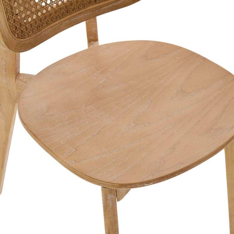 Lote de 2 sillas en madera de olmo y ratán natural (4/7)