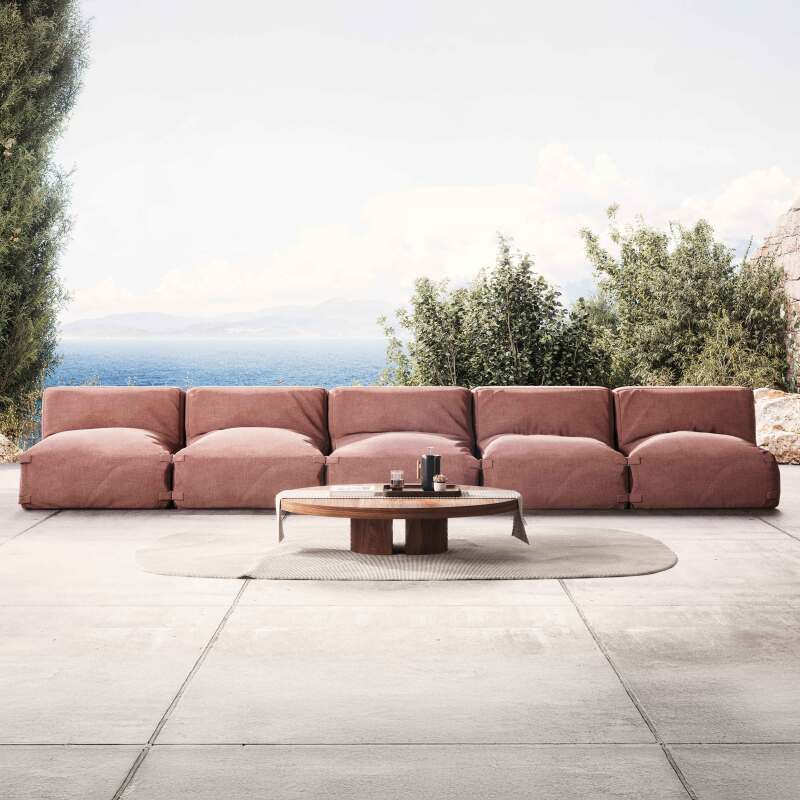Sofá modular de exterior para 5 personas con 5 sillones - Lifestyle