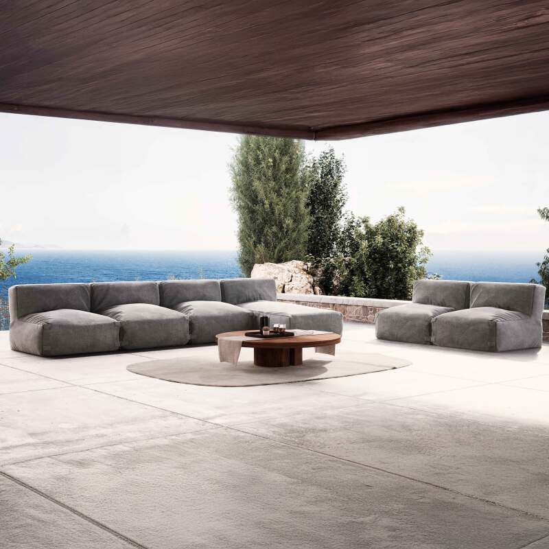 Sofá modular de exterior con 5 sillones y 1 chaise longue