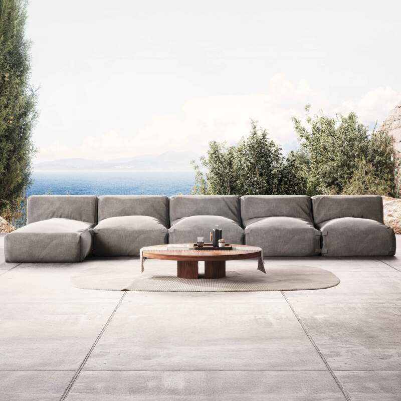 Sofá modular de exterior con 4 sillones y 1 chaise longue