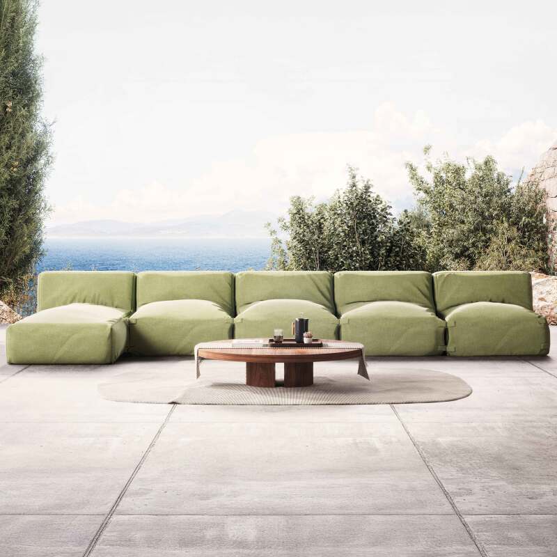 Sofá modular de exterior con 4 sillones y 1 chaise longue