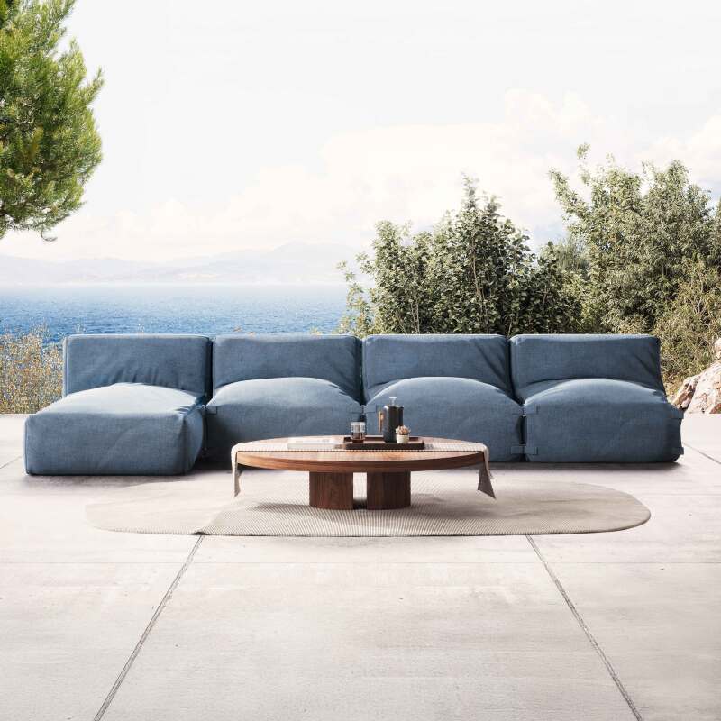 Sofá modular de exterior con 3 sillones y 1 chaise longue