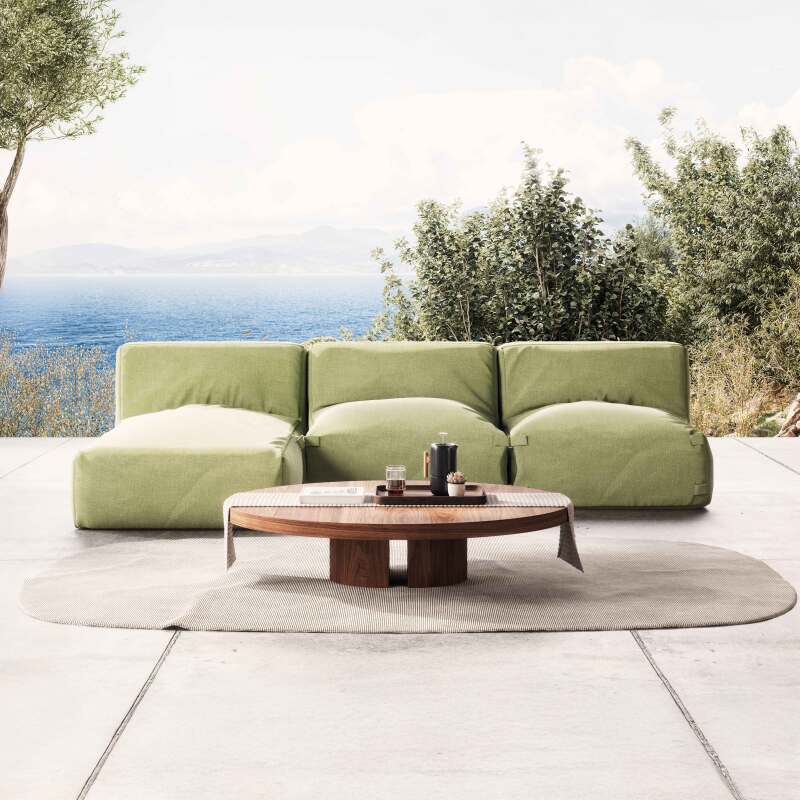 Sofá modular de exterior con 2 sillones y 1 chaise longue