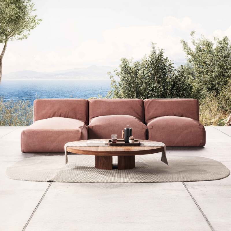 Sofá modular de exterior con 2 sillones y 1 chaise longue