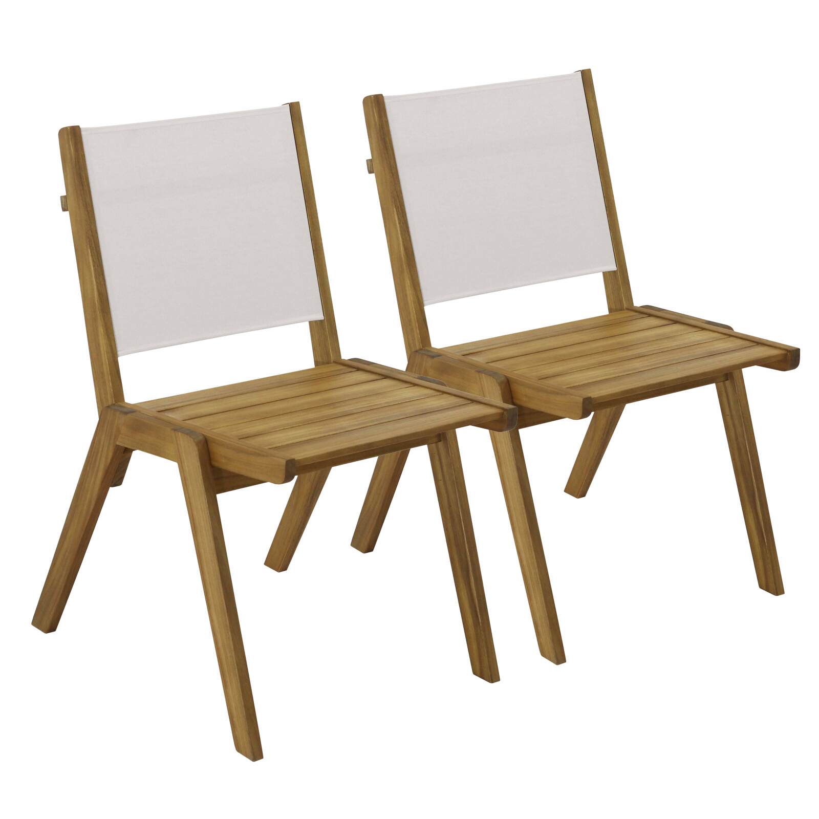 Silla de jardín de madera de eucalipto FSC® y textileno - Juego de 2 Silla de jardín de madera de eucalipto FSC® y textileno - Juego de 2