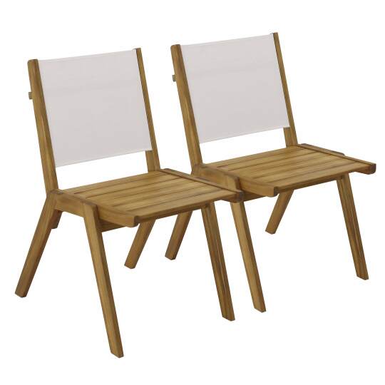 Silla de jardín de madera de eucalipto FSC® y textileno - Lote de 2 | Oviala