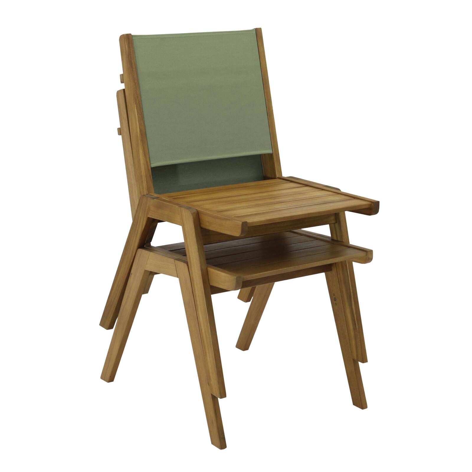 Silla de jardín de madera de eucalipto FSC® y textileno - Juego de 2