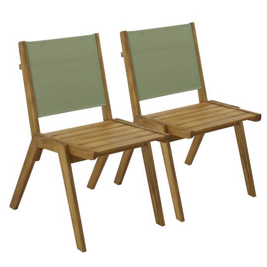 Silla de jardín de madera de eucalipto FSC® y textileno - Juego de 2