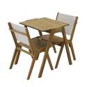 Mesa de jardín cuadrada 67 x 80 x 76 cm en madera de eucalipto FSC® y 2 sillas