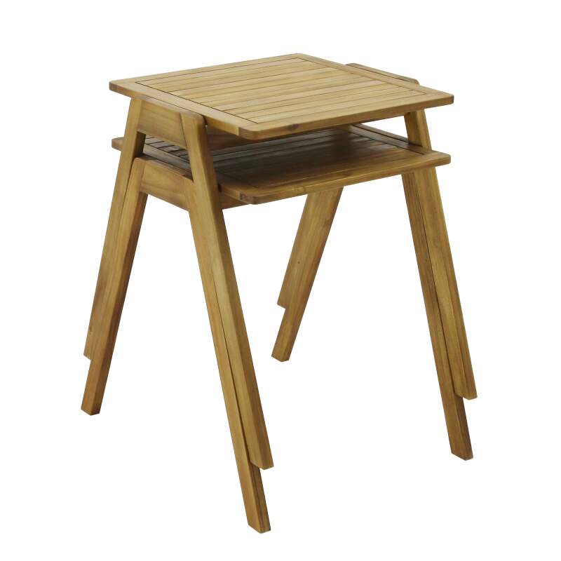 Mesa de jardín cuadrada 67 x 80 x 76 cm en madera de eucalipto FSC® y 2 sillas