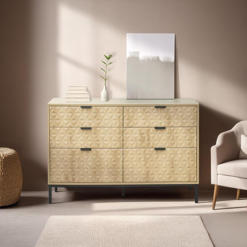 Cómoda con 6 cajones en MDF decoración melamina 112 cm