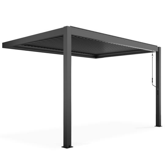 Pérgola bioclimática adosada 4x3m en aluminio gris antracita