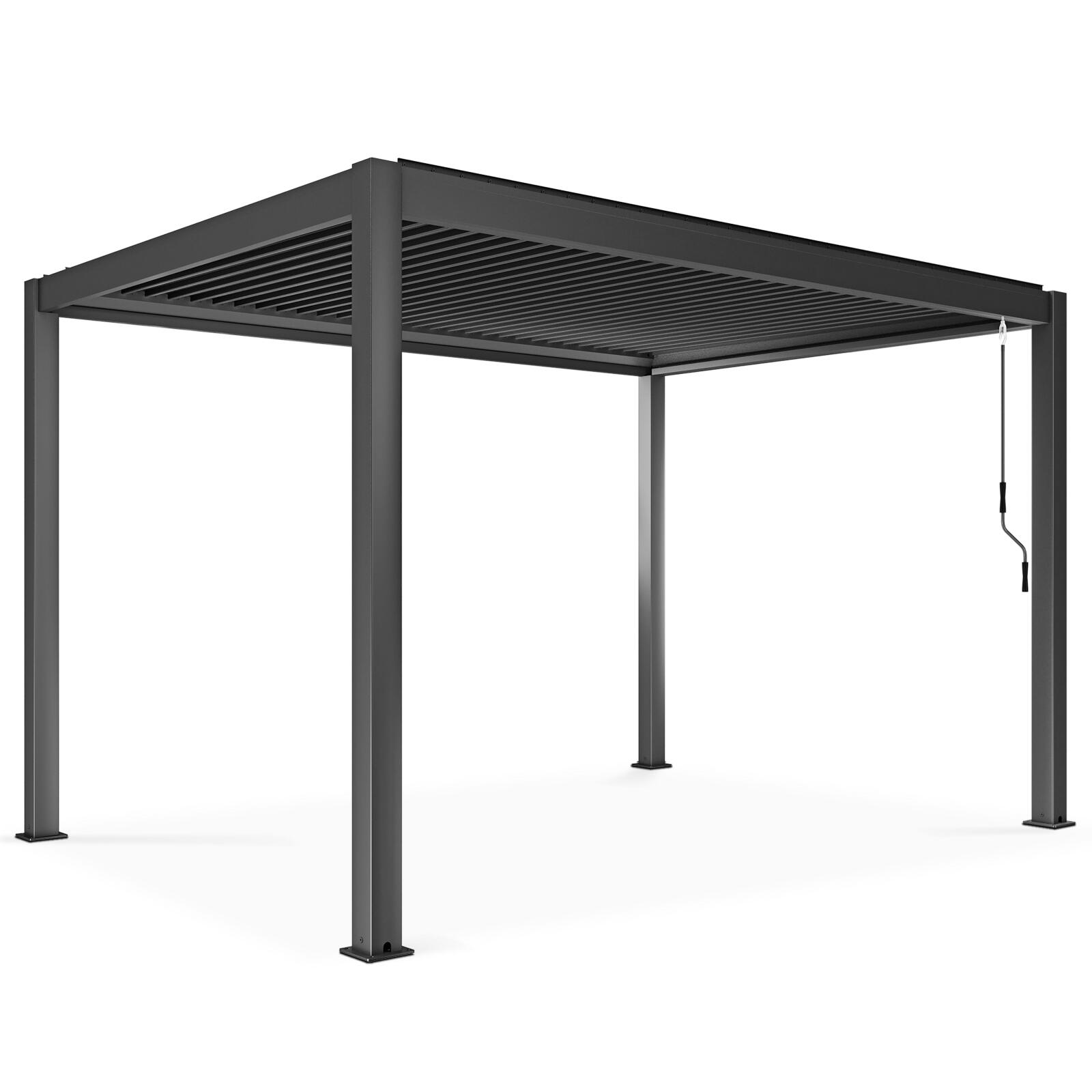 Pérgola bioclimática autoportante 4x3m en aluminio gris antracita
