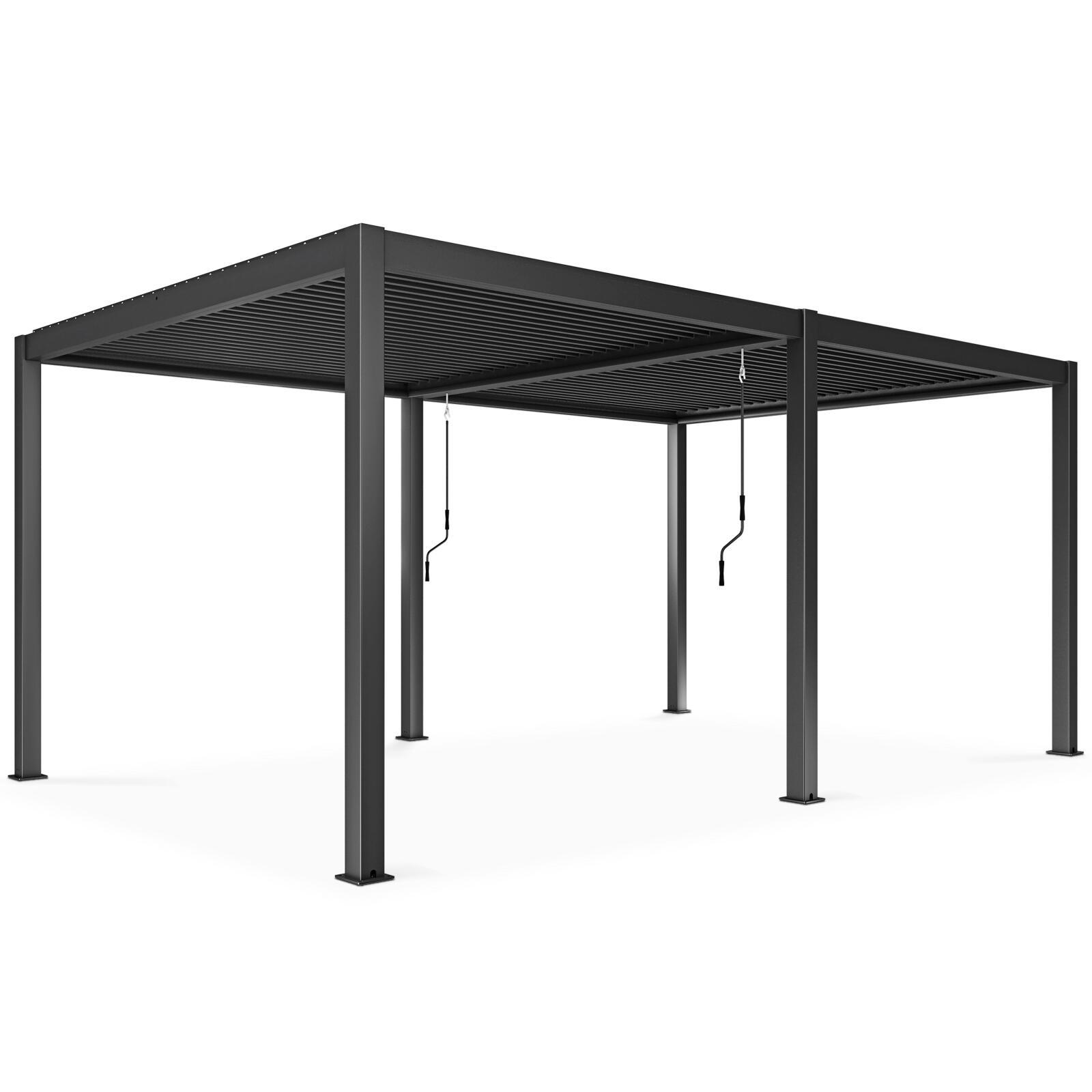 Pérgola bioclimática autoportante 6x3m en aluminio gris antracita