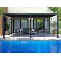 Pérgola bioclimática autoportante 6x3m en aluminio gris antracita