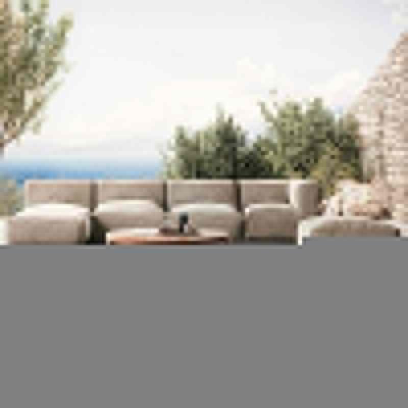 Mobiliario de jardín modular con 2 sillones bajo, 1 sillón esquinero,  1 tumbona  y 1 puf