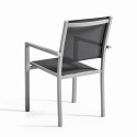 Mesa de jardín rectangular 180 x 90 cm, tablero de cristal y 8 sillas