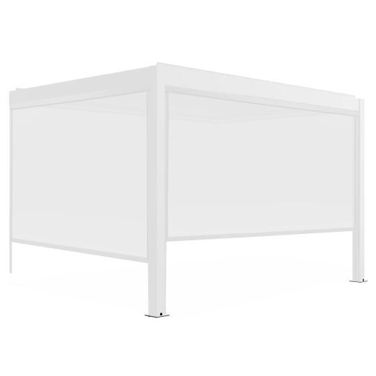 Pérgola bioclimática adosada 4x3m motorizada/iluminada en aluminio blanco con 1, 2 o 3 persianas