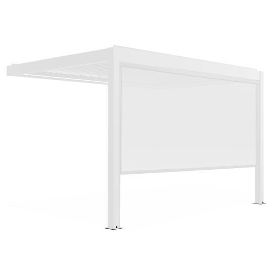 Pérgola bioclimática adosada 4x3m motorizada/iluminada en aluminio blanco con 1, 2 o 3 persianas