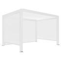 Pérgola bioclimática adosada 4x3m motorizada/iluminada en aluminio blanco con 1, 2 o 3 persianas