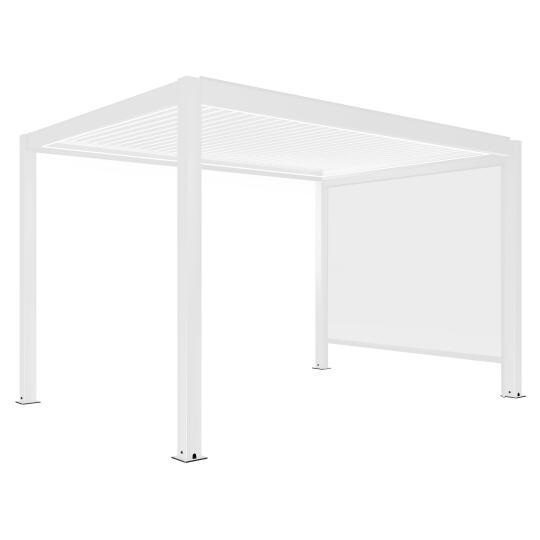 Pérgola bioclimática adosada 4x3m motorizada/iluminada en aluminio blanco con 1, 2 o 3 persianas